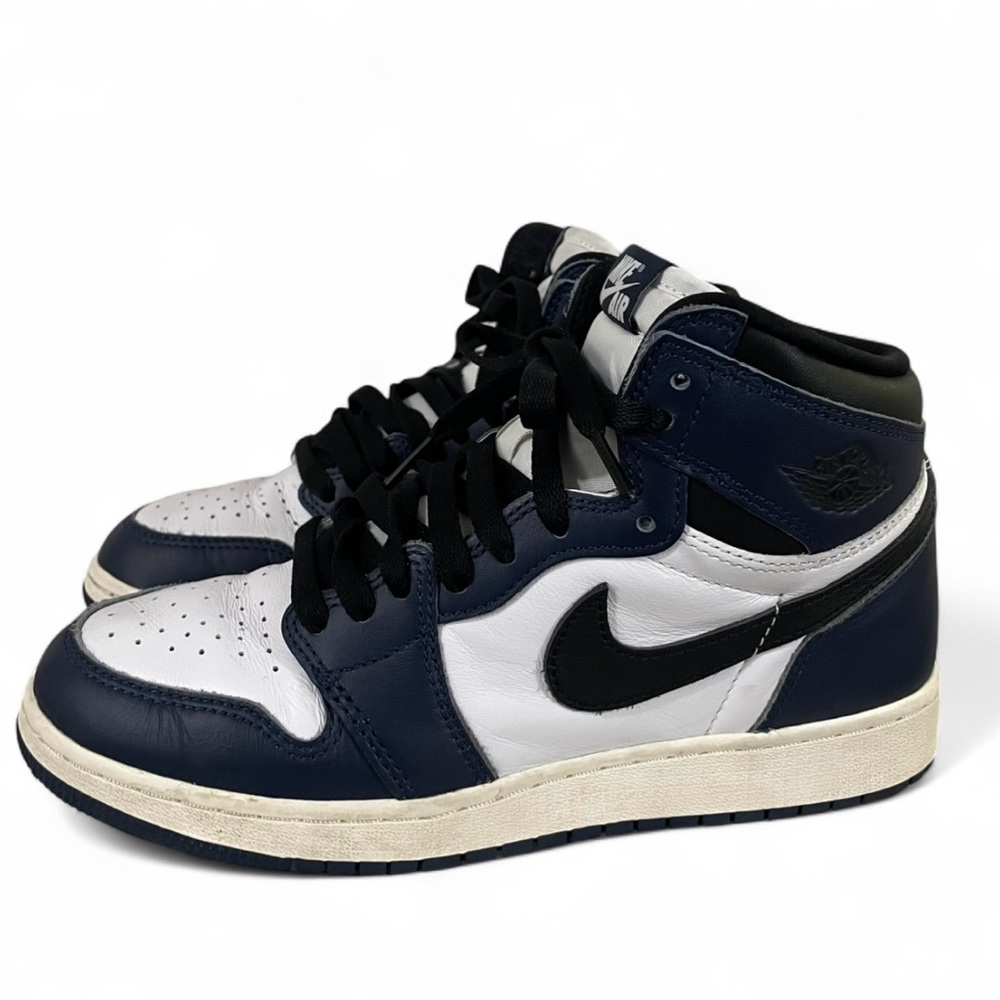 Nike Air Jordan 1 Mid Obsidian White Black Sneakers Youth 6.5Y Womens‎ 8